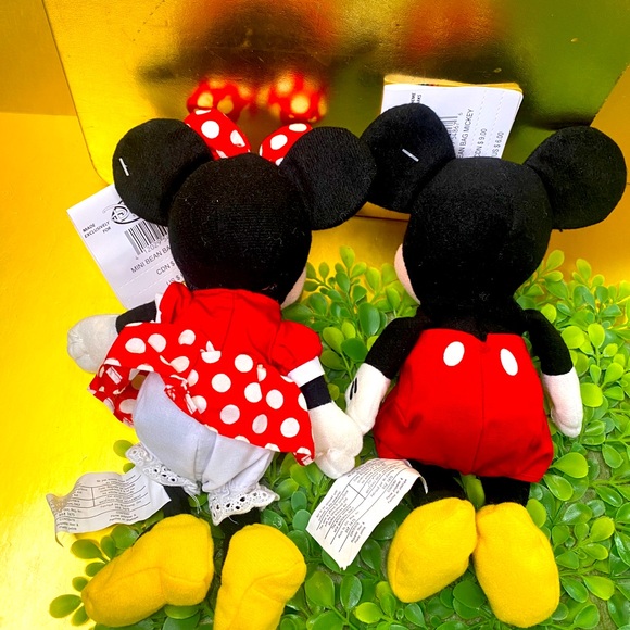 DISNEY EXCLUSIVE NWT VTG 90s CLASSIC MICKEY & MINNIE RETIRED BEAN BAG BAG PLUSH - Picture 5 of 11